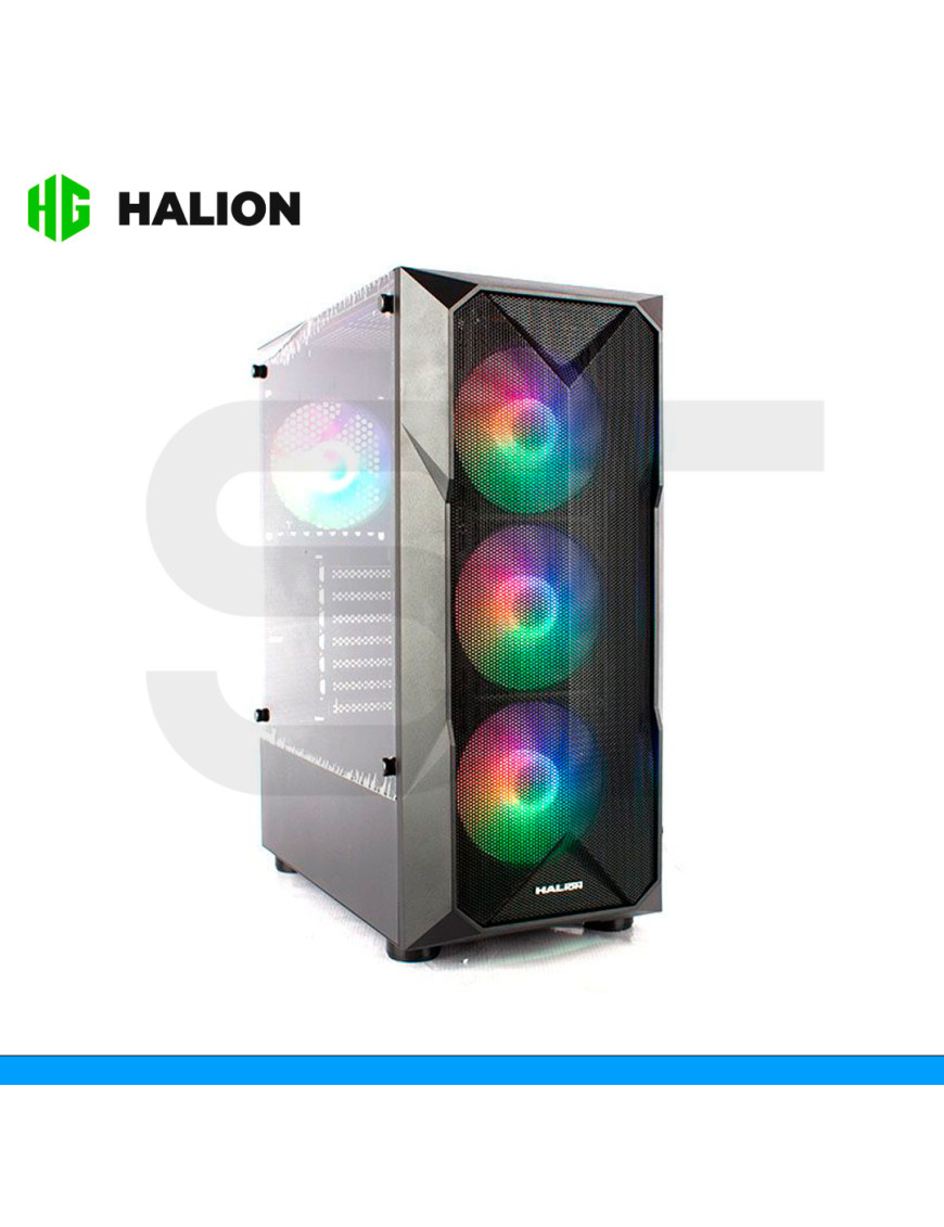 CASE HALION, STUKA CR11, C/FUENTE 500W, 4 FAN RGB, VIDRIO TEMPLADO.