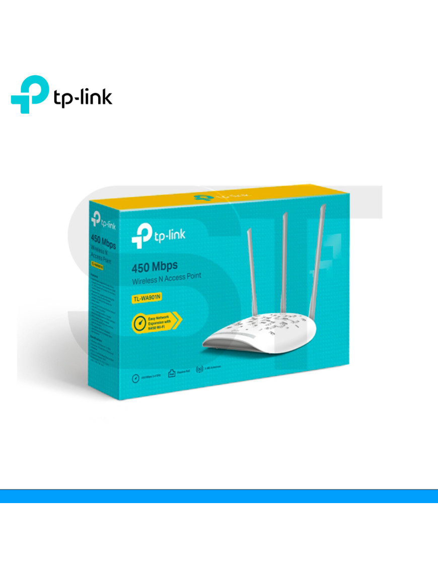 ACCES POINT TP-LINK, TL-WA901N, 2.4GHZ, 450Mbps, POE, 3 ANT. 5DBI. (PN: 1750502419)