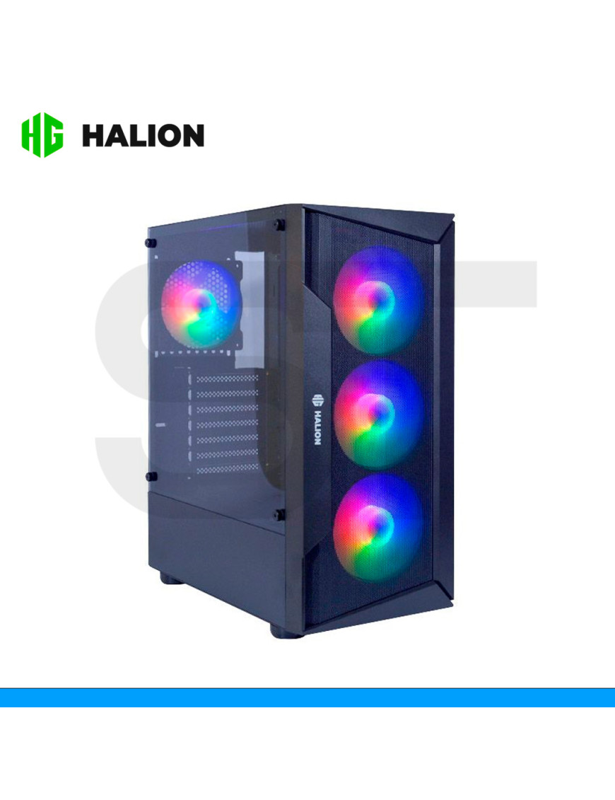 CASE HALION, MARTE CR28, C/FUENTE 500W, 4FAN RGB, VIDRIO TEMPLADO.