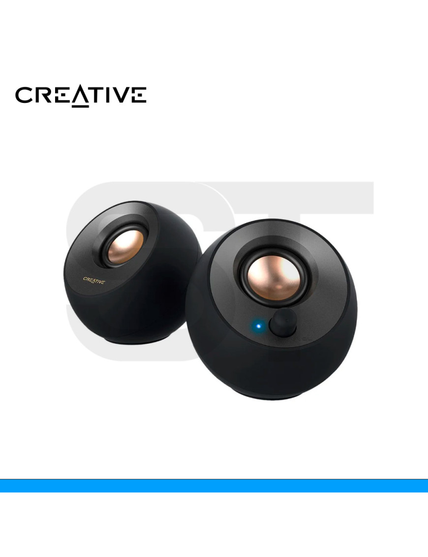 PARLANTE 2.0 CREATIVE, PEBBLE V2, 8W/16W, 3.5mm, USB-C POWER, BLACK. (PN: 51MF1695AA000)