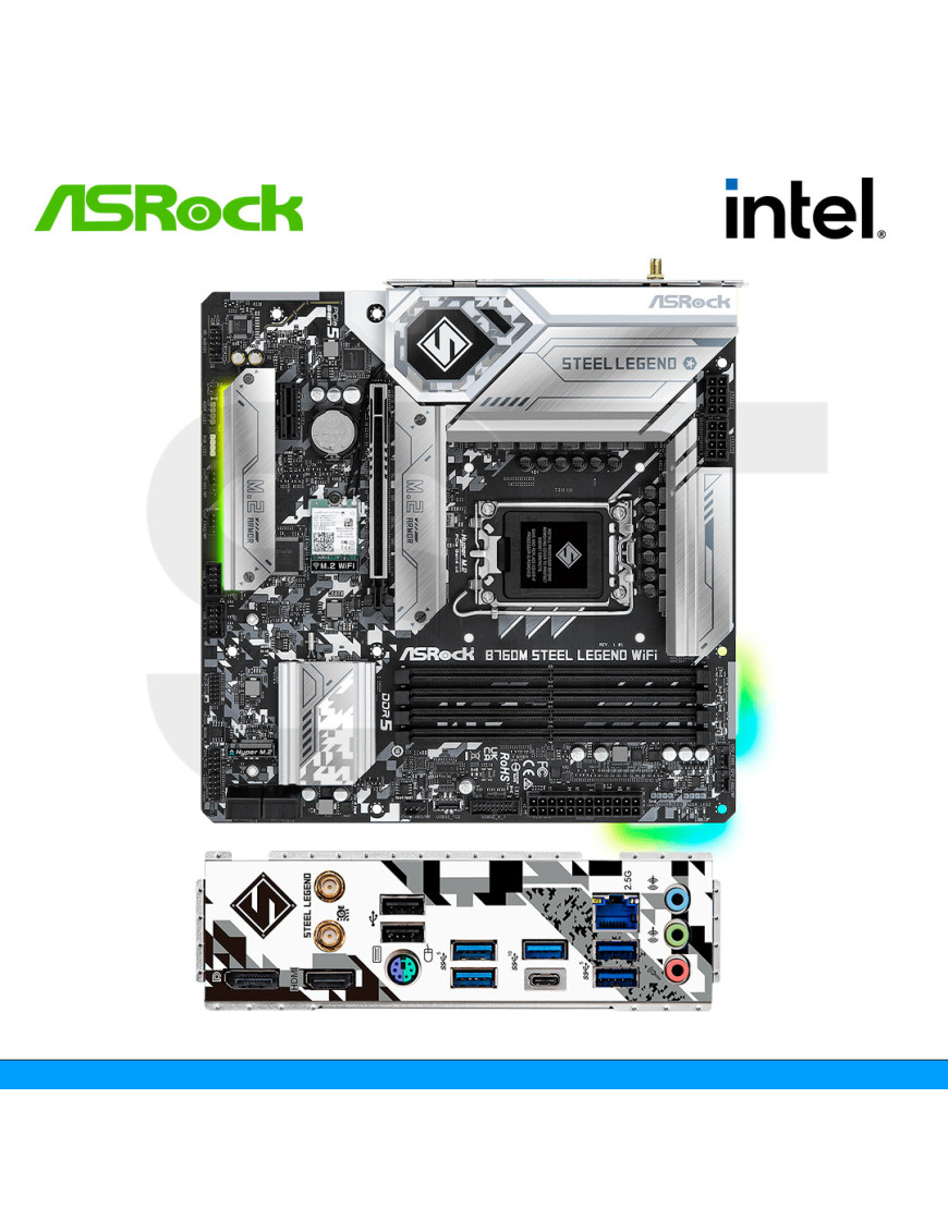 PLACA MADRE ASROCK, B760M STEEL LEGEND WiFi, SOCKET LGA 1700, DDR5, DP | HDMI. (PN: 90'MXBL70'A0UAYZ)