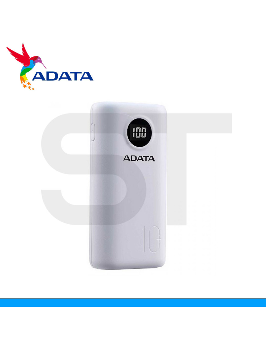 BATERIA PORTATIL ADATA, P10000QCD, 1000mAh, BLANCO, TIPO-C. (PN: AP10000QCD-DGT-CWH)