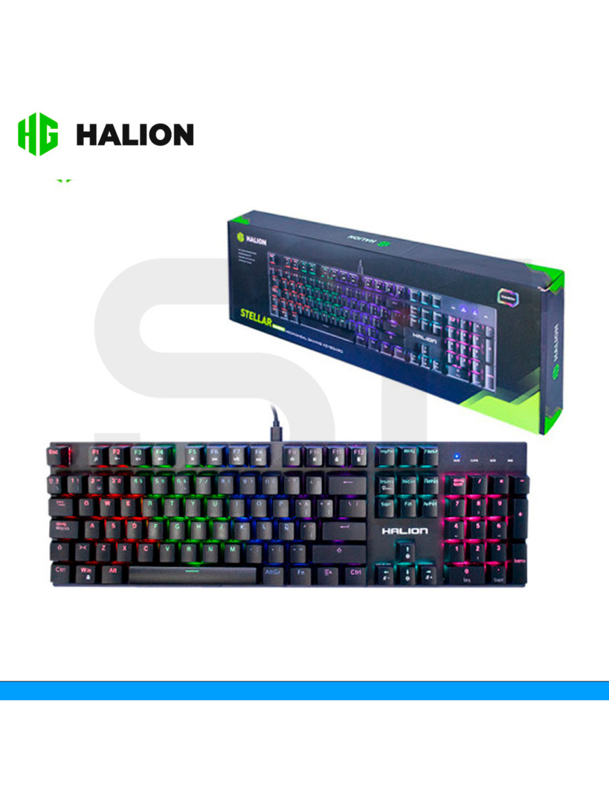 TECLADO HALION, STELLAR HA-KG916, MECANICO, GAMER, RAINBOW METAL.