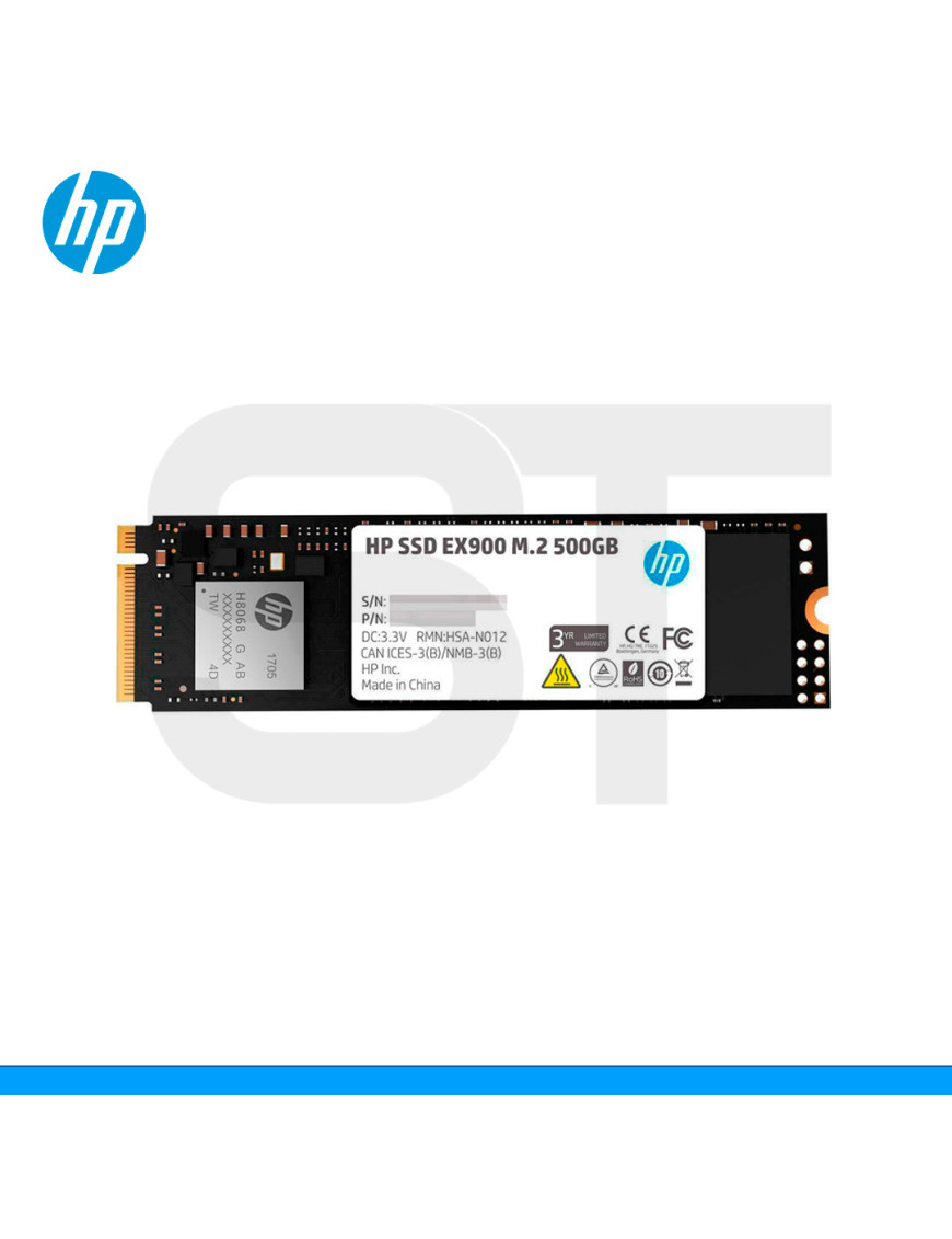 UNIDAD EN ESTADO SOLIDO HP, EX900, 500GB, M.2 NVME PCIE 3.0 x4. (PN: 2YY44AA)