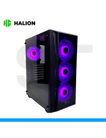 CASE HALION, TORNADO E06, C/FUENTE 600W, BLACK, 4FAN RGB, VIDRIO TEMPLADO.