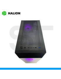 CASE HALION, TORNADO E06, C/FUENTE 600W, BLACK, 4FAN RGB, VIDRIO TEMPLADO.