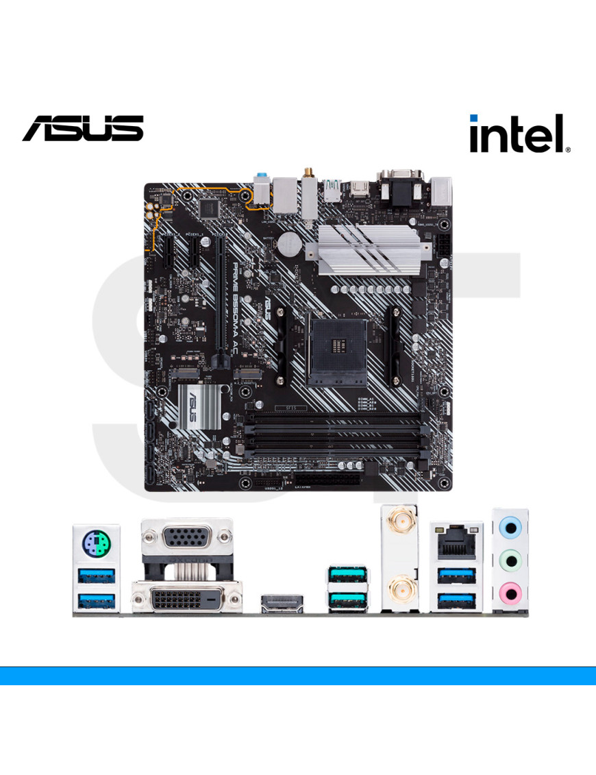 PLACA MADRE ASUS, PRIME B550M-A AC, WIFI, AMD, SOCKET AM4, DDR4, HDMI | VGA | DVI-D. (PN: 90MB15K0'M0EAY0)