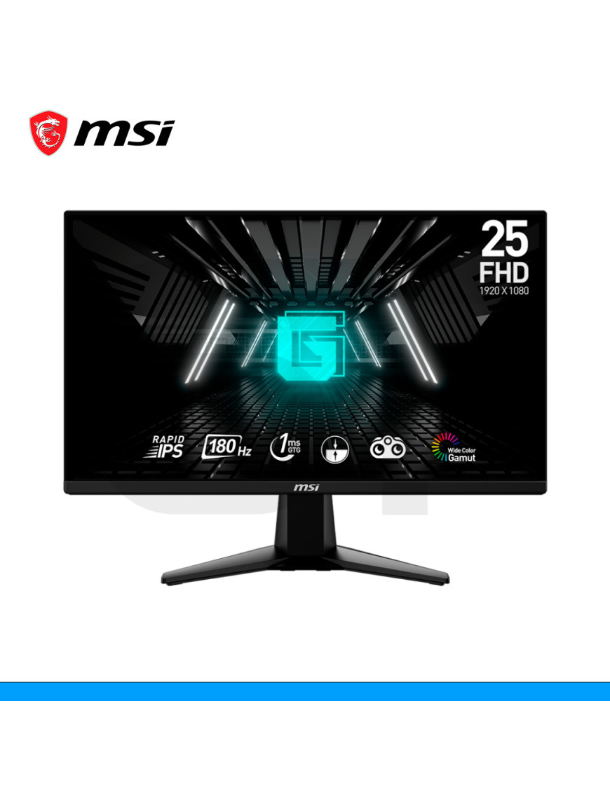 MONITOR MSI, G255F, GAMER, 25", PANEL IPS, FULL HD, 180HZ, 1MS, HDMI | DP. (PN: G255F)