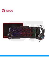 KIT TEROS, TE-4063N, 4 EN 1, GAMER, TECLADO | MOUSE | AURICULA | PAD. (PN: TE-4063N)