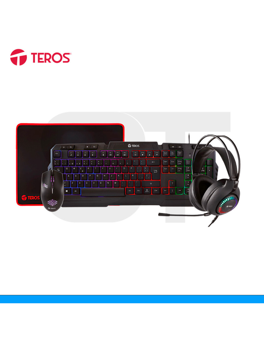 KIT TEROS, TE-4063N, 4 EN 1, GAMER, TECLADO | MOUSE | AURICULA | PAD. (PN: TE-4063N)