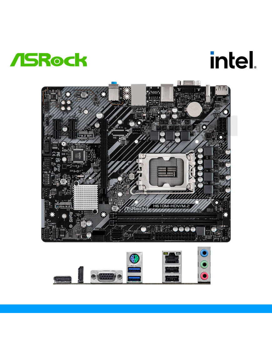 PLACA MADRE ASROCK, H610M-HDV/M.2, INTEL, SOCKET LGA 1700, DDR4, VGA | HDMI | DP. (PN: 90'MXBJH0'A0UAYAZ)