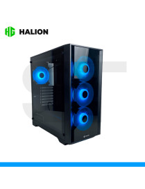 CASE HALION, ARIES A10, C/FUENTE 600W, 4FAN RGB, VIDRIO TEMPLADO.