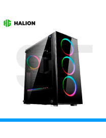 CASE HALION, MAGIC MIRROR BLACK, C/FUENTE 550W, 4 FAN ARGB, VIDRIO TEMPLADO.