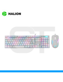 KIT HALION, DAMON HA-863C, TECLADO Y MOUSE WHITE, MECANICO, RGB, SWITCH RED.