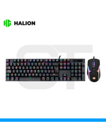 KIT HALION, DAMON HA-863C, TECLADO Y MOUSE BLACK, MECANICO, RGB, SWITCH RED.