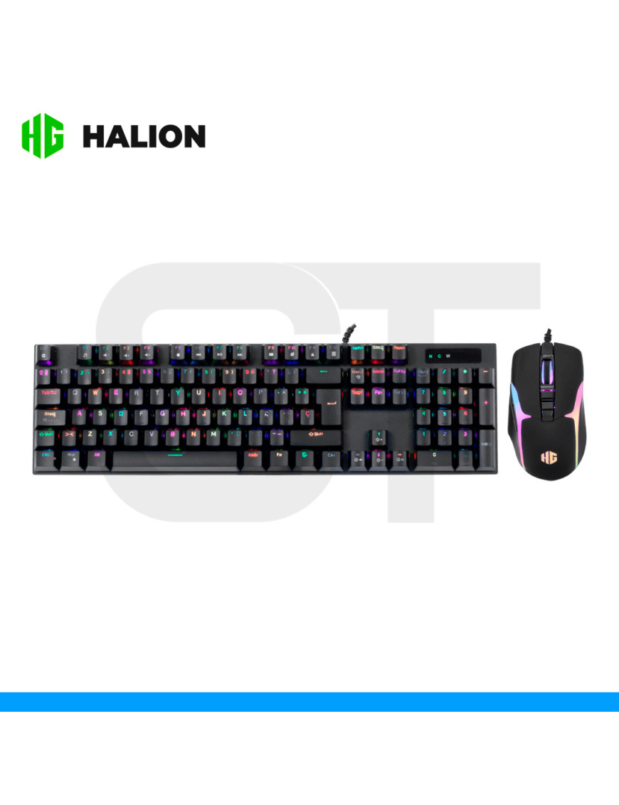 KIT HALION, DAMON HA-863C, TECLADO Y MOUSE BLACK, MECANICO, RGB, SWITCH RED.