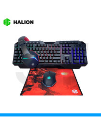 KIT HALION, MERCURY HA-404C, 4 EN 1, GAMER, TECLADO | MOUSE | AURICULAR | PAD.