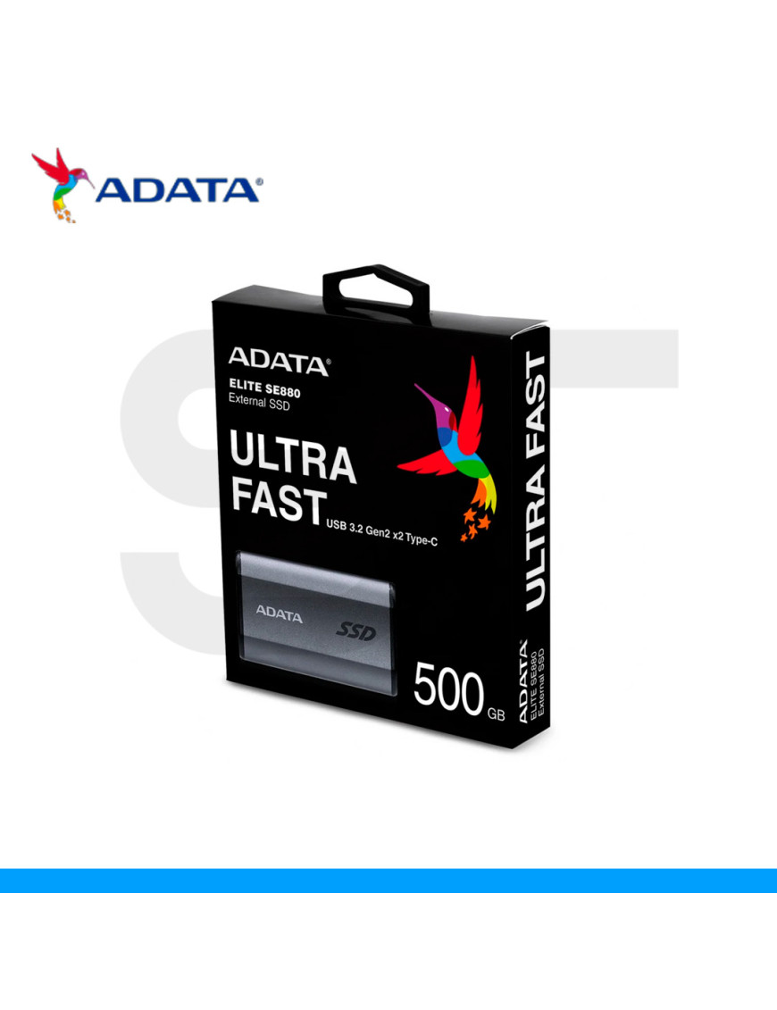 UNIDAD EN ESTADO SOLIDO EXTERNO ADATA, SE880, 500GB, USB 3.2 GEN2 X2 TIPO-C. (PN: AELI-SE880-500GCGY)