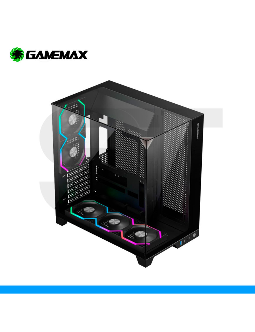 CASE GAMEMAX, INFINITY PRO PANORAMICO, S/FUENTE, 5 FAN RGB, MALLA, VIDRIO TEMPLADO.