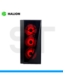 CASE HALION, ARIES A09, C/FUENTE 600W, 4FAN RGB, VIDRIO TEMPLADO.