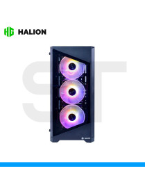 CASE HALION, ARIES A06, C/FUENTE 600W, 4FAN RGB, VIDRIO TEMPLADO.