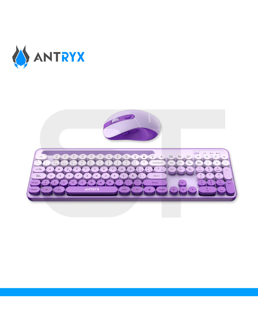KIT ANTRYX, WS-970 PURPLE, TECLADO Y MOUSE INALAMBRICO, HOLDER SLOT. (PN: ASC-WS970PE)