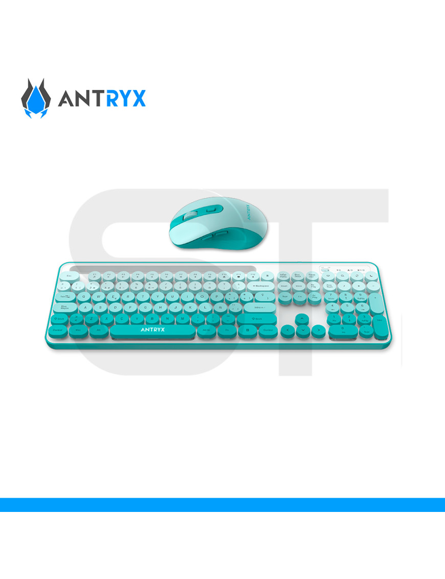 KIT ANTRYX, WS-970 GREEN, TECLADO Y MOUSE INALAMBRICO, HOLDER SLOT. (PN: ASC-WS970GN)