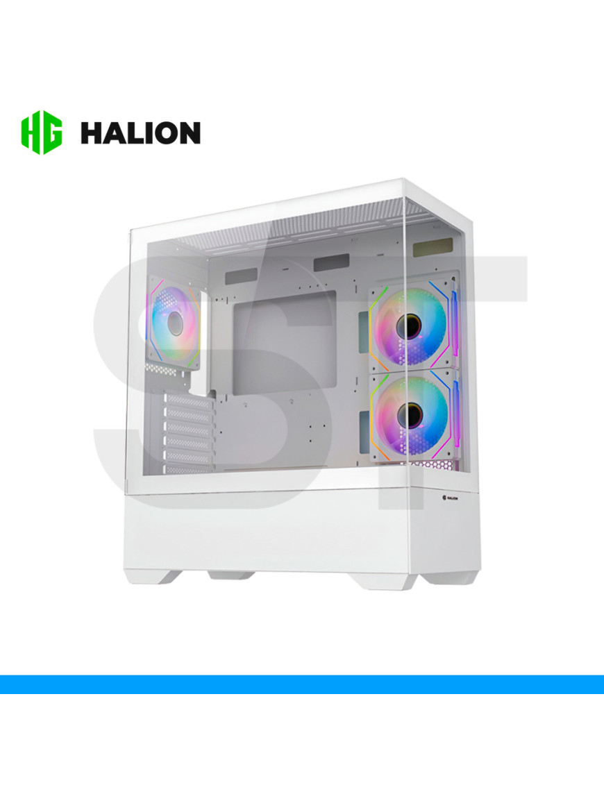 CASE HALION, JUPITER K04 WHITE, S/FUENTE, 6FAN ARGB, FISH TANK, VIDRIO TEMPLADO.