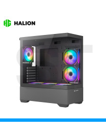 CASE HALION, JUPITER K04 BLACK, S/FUENTE, 6FAN ARGB, FISH TANK, VIDRIO TEMPLADO.