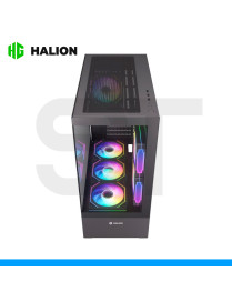 CASE HALION, JUPITER K04 BLACK, S/FUENTE, 6FAN ARGB, FISH TANK, VIDRIO TEMPLADO.
